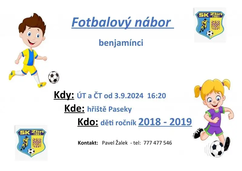 Nábor nejmladších fotbalových nadějí na Pasekách 3.9.2024