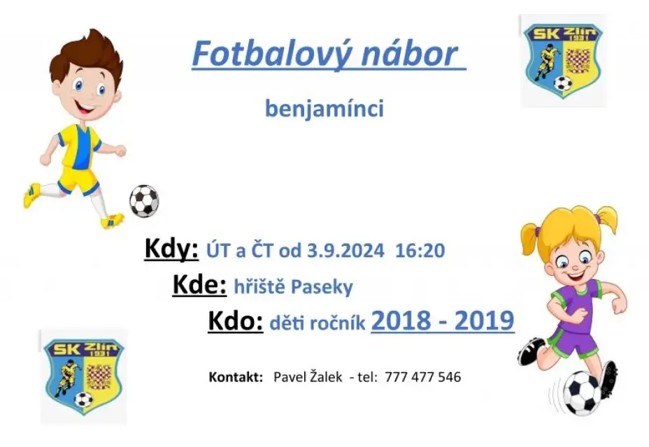 Nábor nejmladších fotbalových nadějí na Pasekách 3.9.2024
